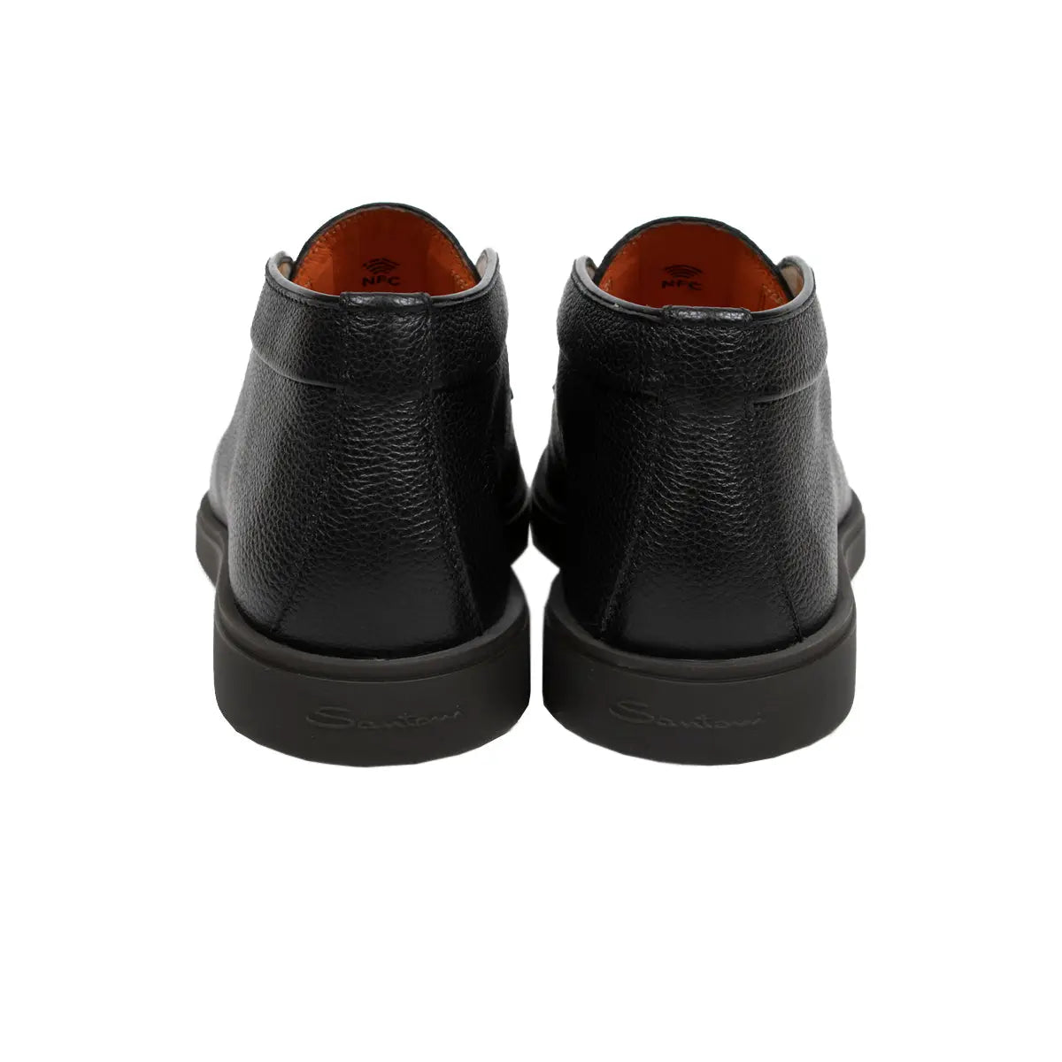 Black Tumbled Leather Desert Boot  Santoni   