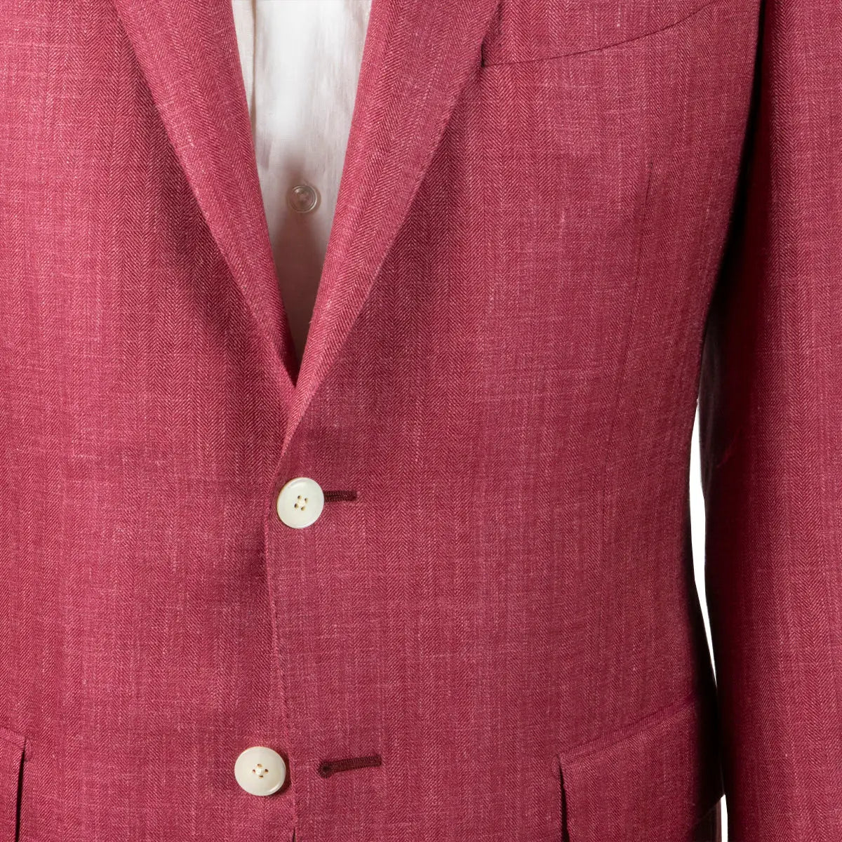 Raspberry Wool, Silk, & Linen Herringbone Jacket  Robert Old   