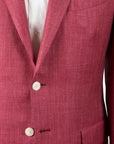 Raspberry Wool, Silk, & Linen Herringbone Jacket JACKETS Robert Old