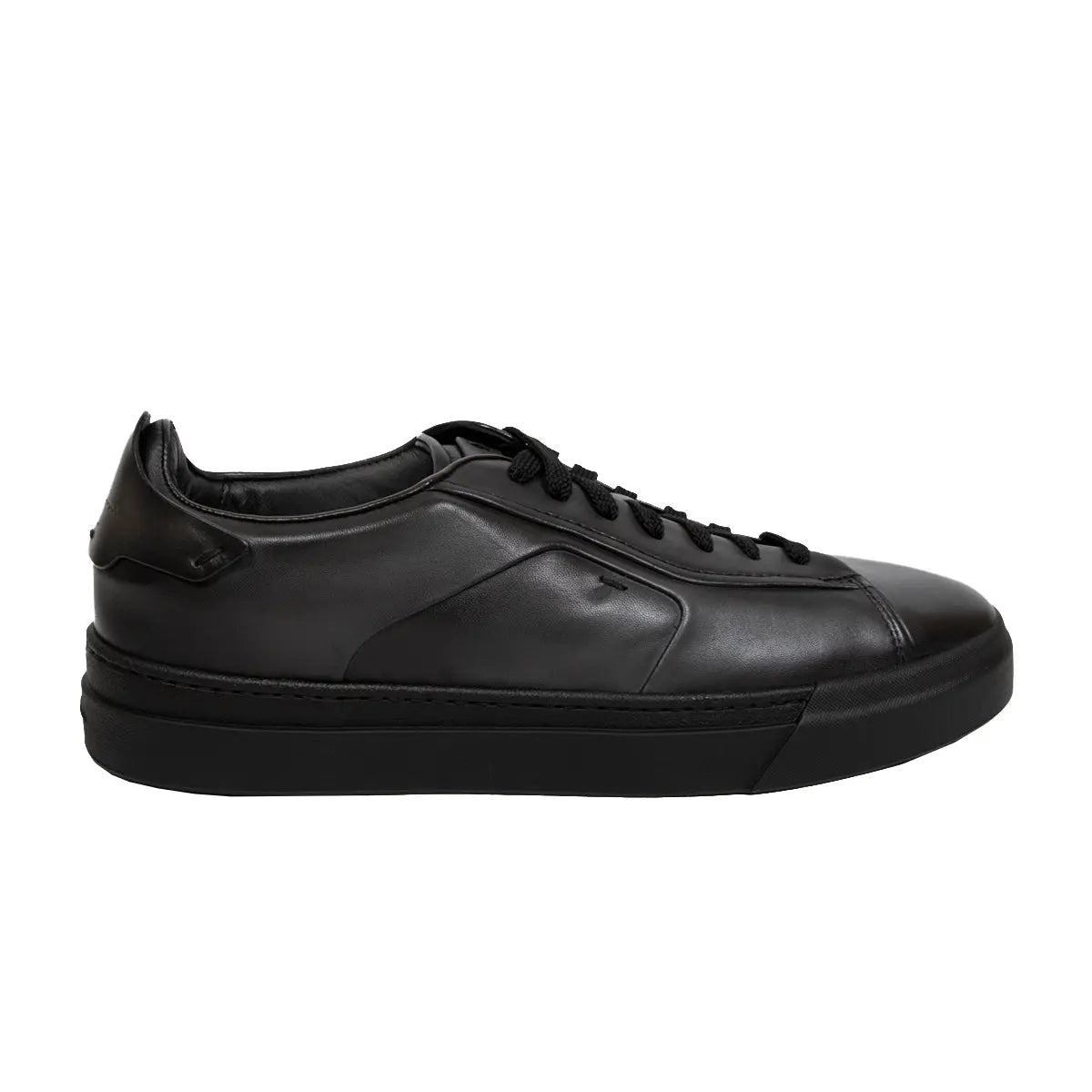 Polished Black Leather Sneaker  Santoni   
