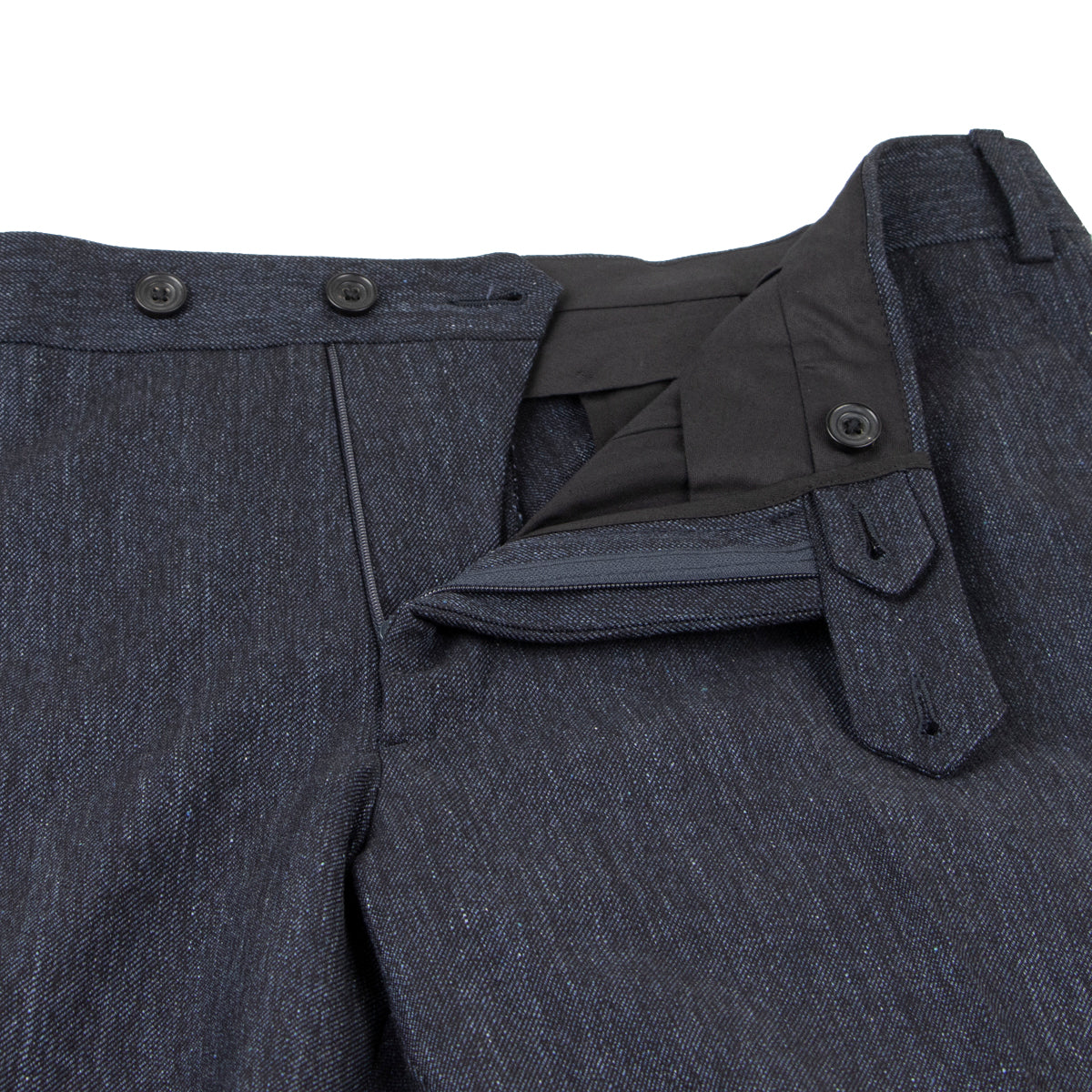 Navy Denim Cotton Stretch Trousers  Robert Old   