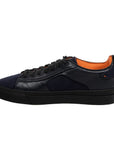 Navy Fabric and Leather Sneaker  Santoni   