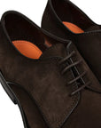 Dark Brown Suede Derby Shoe  Santoni   