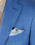 Blue Wool, Silk, & Linen Herringbone Jacket  Robert Old   