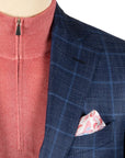 Blue Windowpane Wool, Silk, & Linen Jacket  Robert Old   