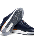 Navy Suede & Leather Sneaker  Santoni   