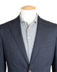 Navy Denim Unlined Cotton Stretch Blazer  Robert Old   