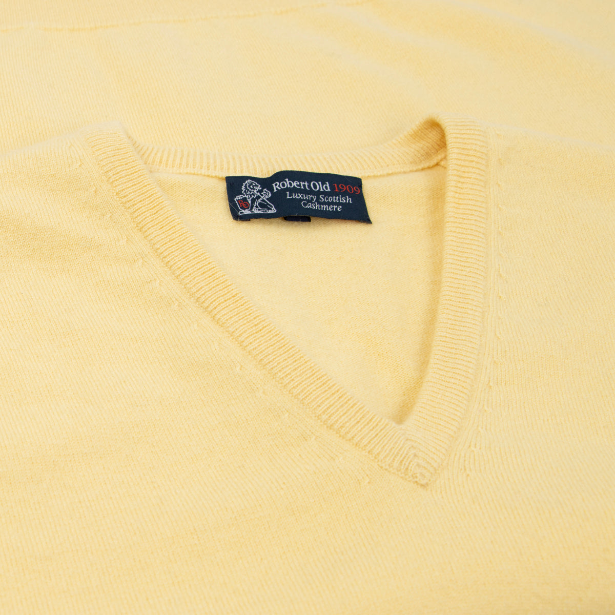 Lemon Frost Blenheim Cashmere Sleeveless V-Neck Sweater  Robert Old   
