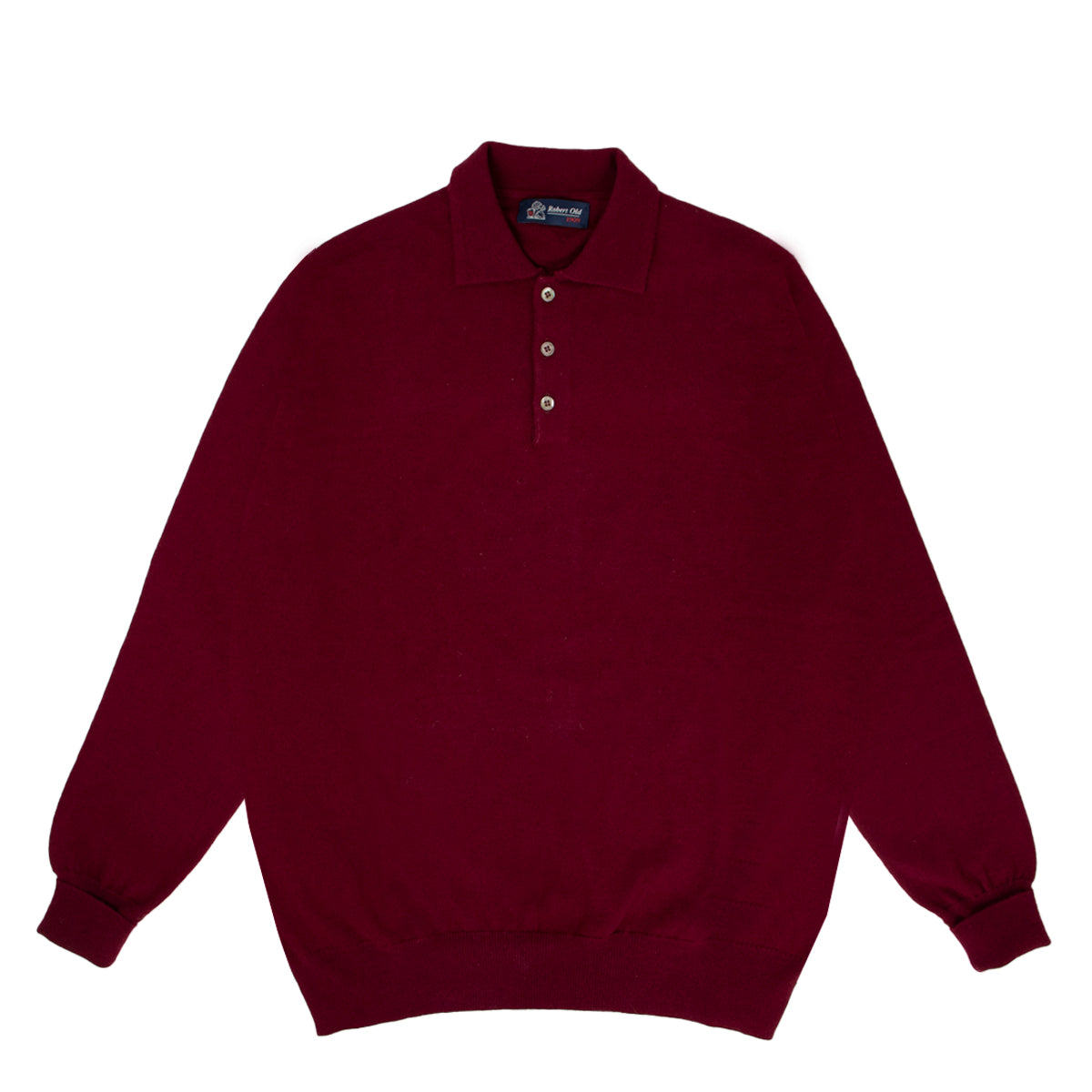 Claret Red Oban 3 button 2ply  Cashmere Polo Sweater  Robert Old   