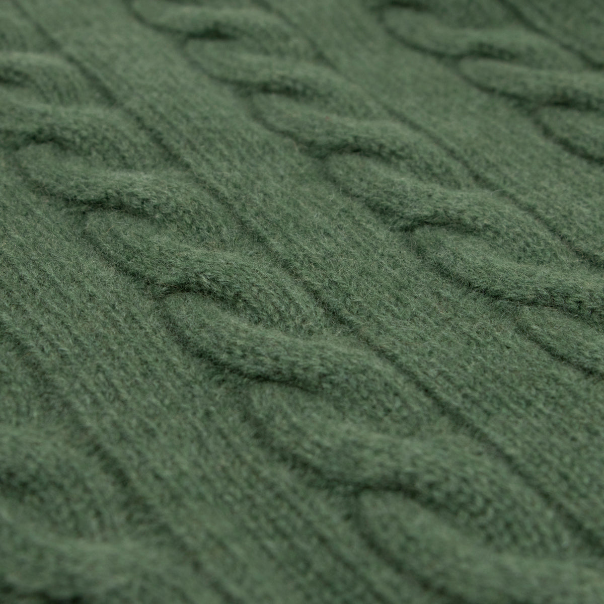 Serpentine Green Rothesay 4ply Cable Crew Cashmere Sweater  Robert Old   
