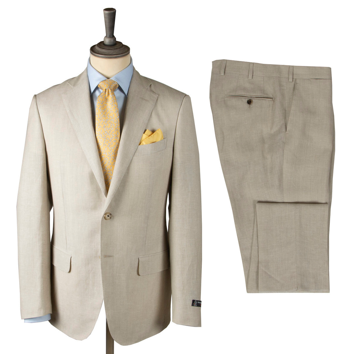 Beige Linen, Wool & Silk Two Piece Suit  Robert Old   