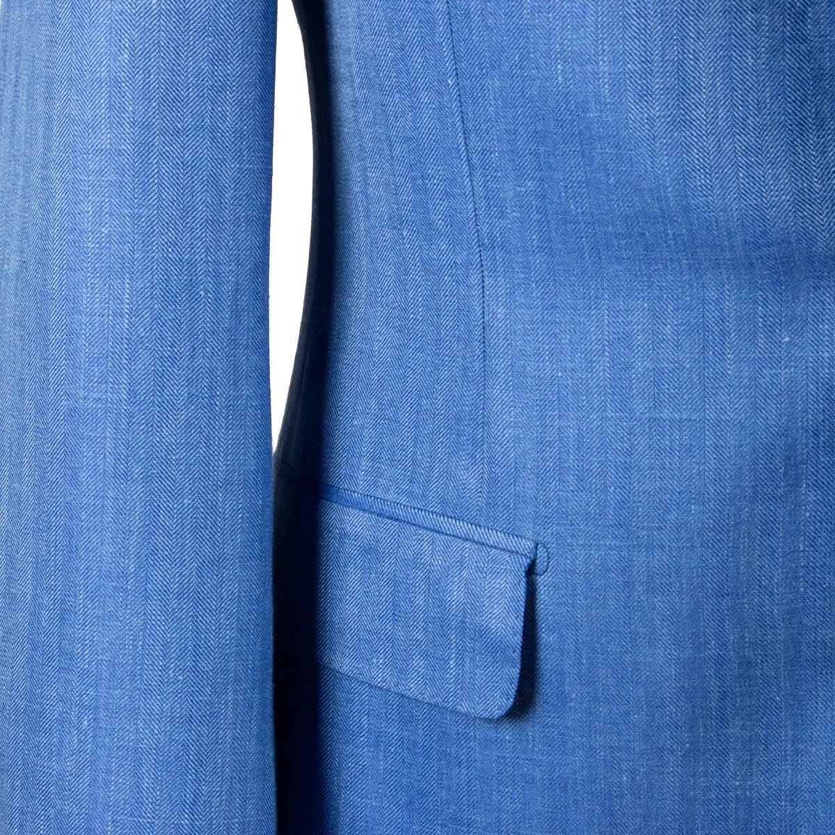 Blue Wool, Silk, & Linen Herringbone Jacket  SCUDERI   