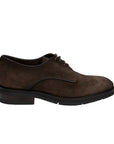 Dark Brown Suede Derby Shoe  Santoni   