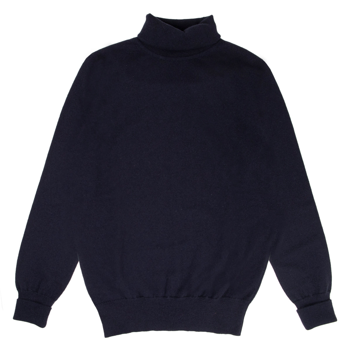 Dark Navy Elgin 2ply Roll Neck Cashmere Sweater  Robert Old   