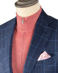 Blue Windowpane Wool, Silk, & Linen Jacket  Robert Old   