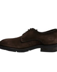 Dark Brown Suede Derby Shoe  Santoni   