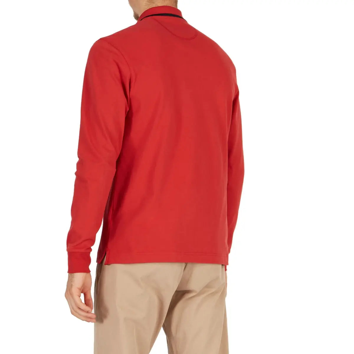 Red Long Sleeve Piqué Cotton Polo Shirt  La Martina   