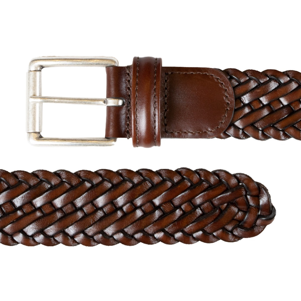 Brown Woven Leather Belt  Robert Old   