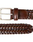 Brown Woven Leather Belt BELTS/BRACES Robert Old