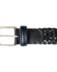 Navy Woven Leather Belt BELTS/BRACES Robert Old