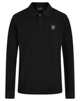 Black Long Sleeve Cotton Pique Polo Shirt  Belstaff   