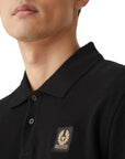 Black Long Sleeve Cotton Pique Polo Shirt  Belstaff   