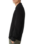 Black Long Sleeve Cotton Pique Polo Shirt  Belstaff   