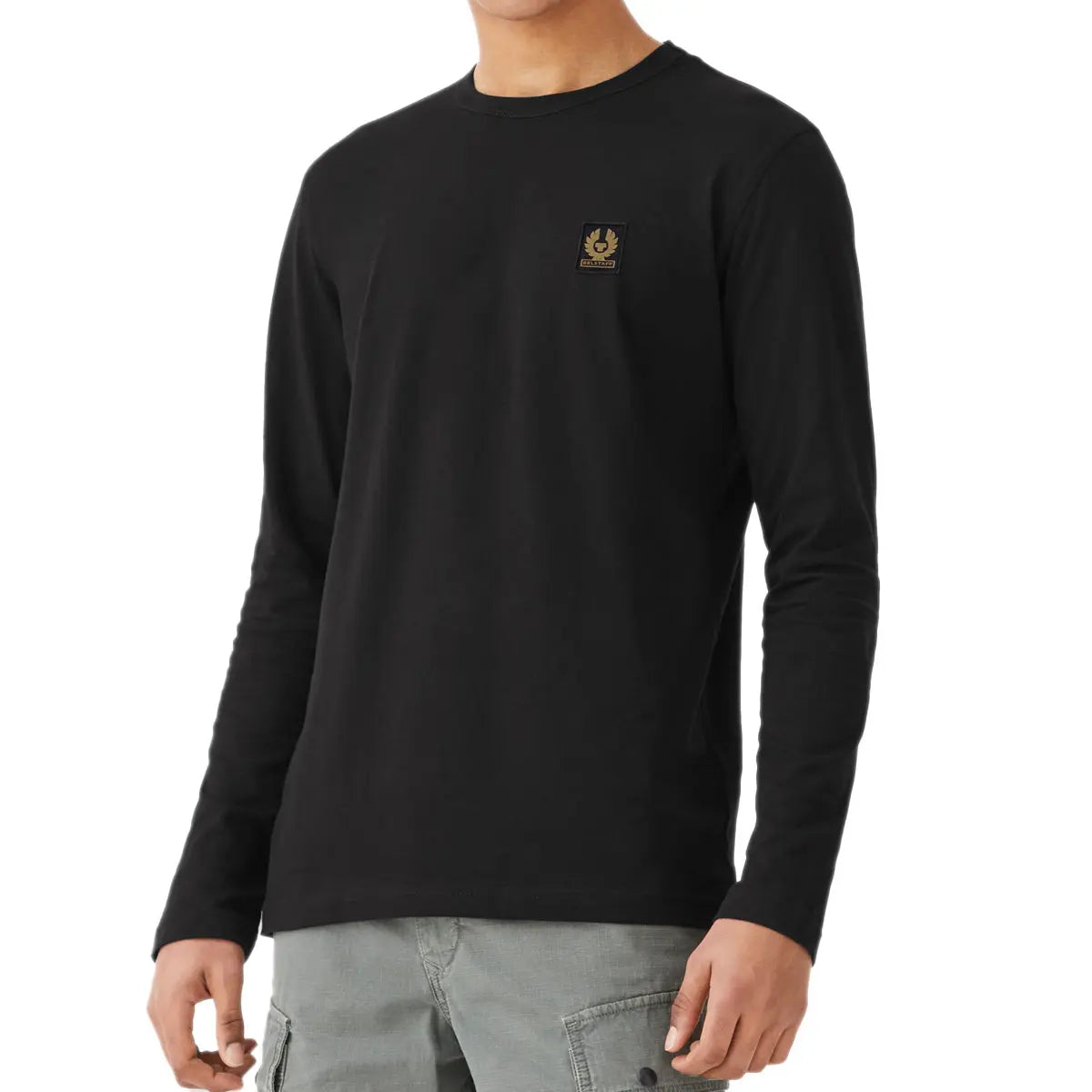 Black Long Sleeved Jersey Cotton T-Shirt  Belstaff   