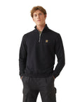 Black Quarter Zip Jersey Cotton Sweatshirt  Belstaff   