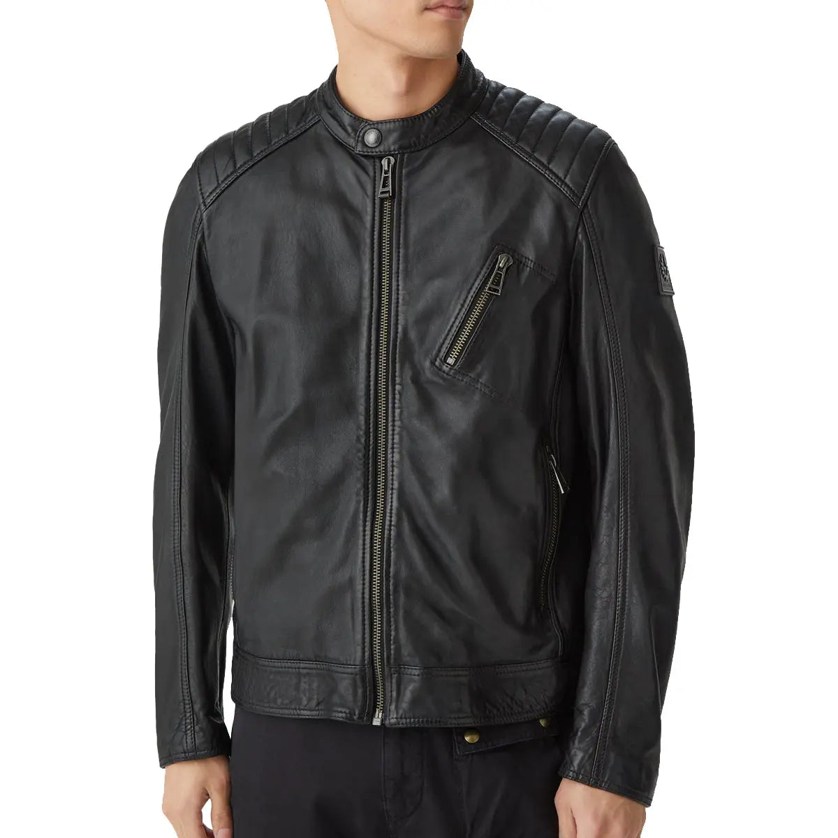 Black ‘V Racer 2.0’ Cheviot Leather Jacket  Belstaff   