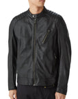 Black ‘V Racer 2.0’ Cheviot Leather Jacket  Belstaff   