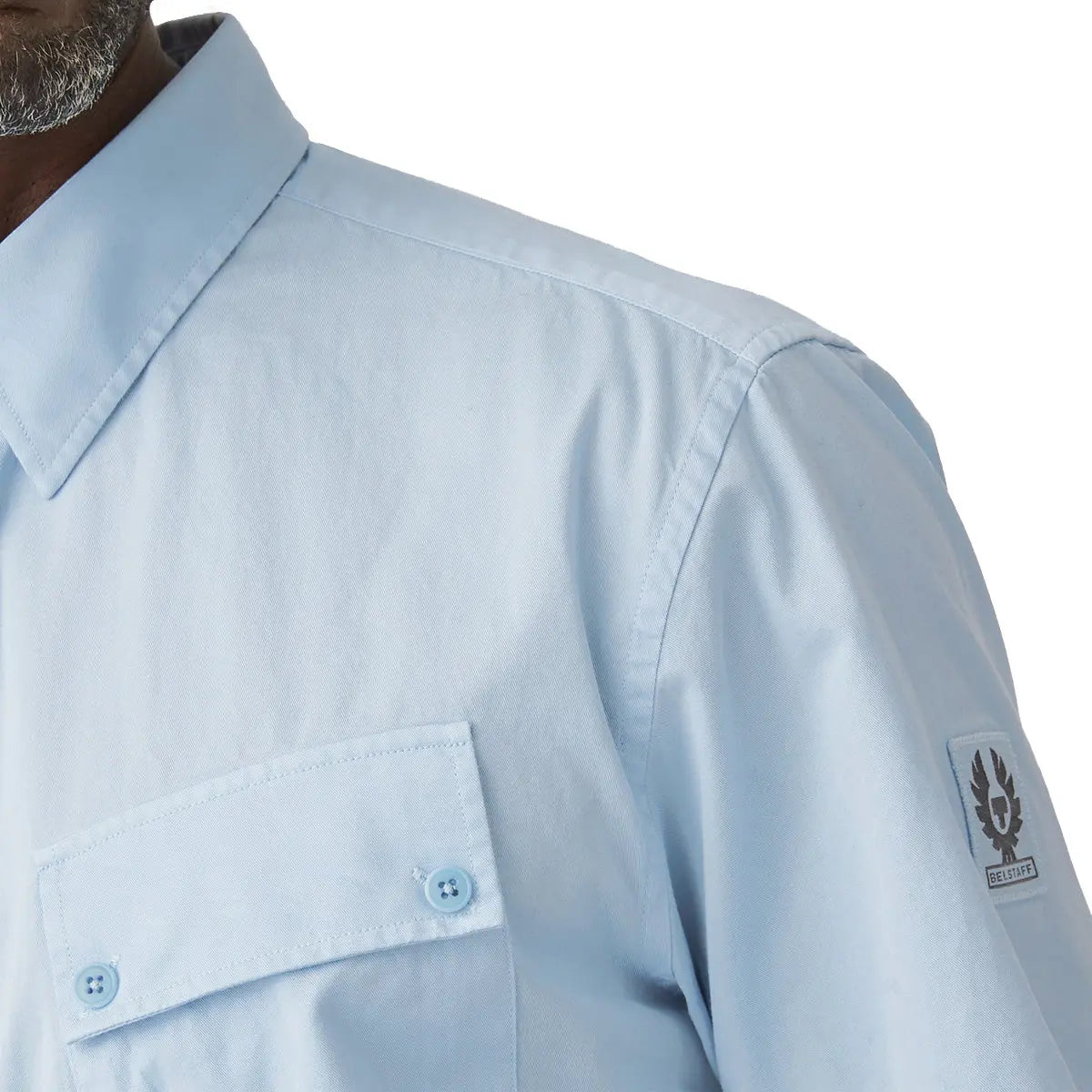 Sky Blue ‘Pitch’ Cotton Twill Short Sleeved Shirt  Belstaff   