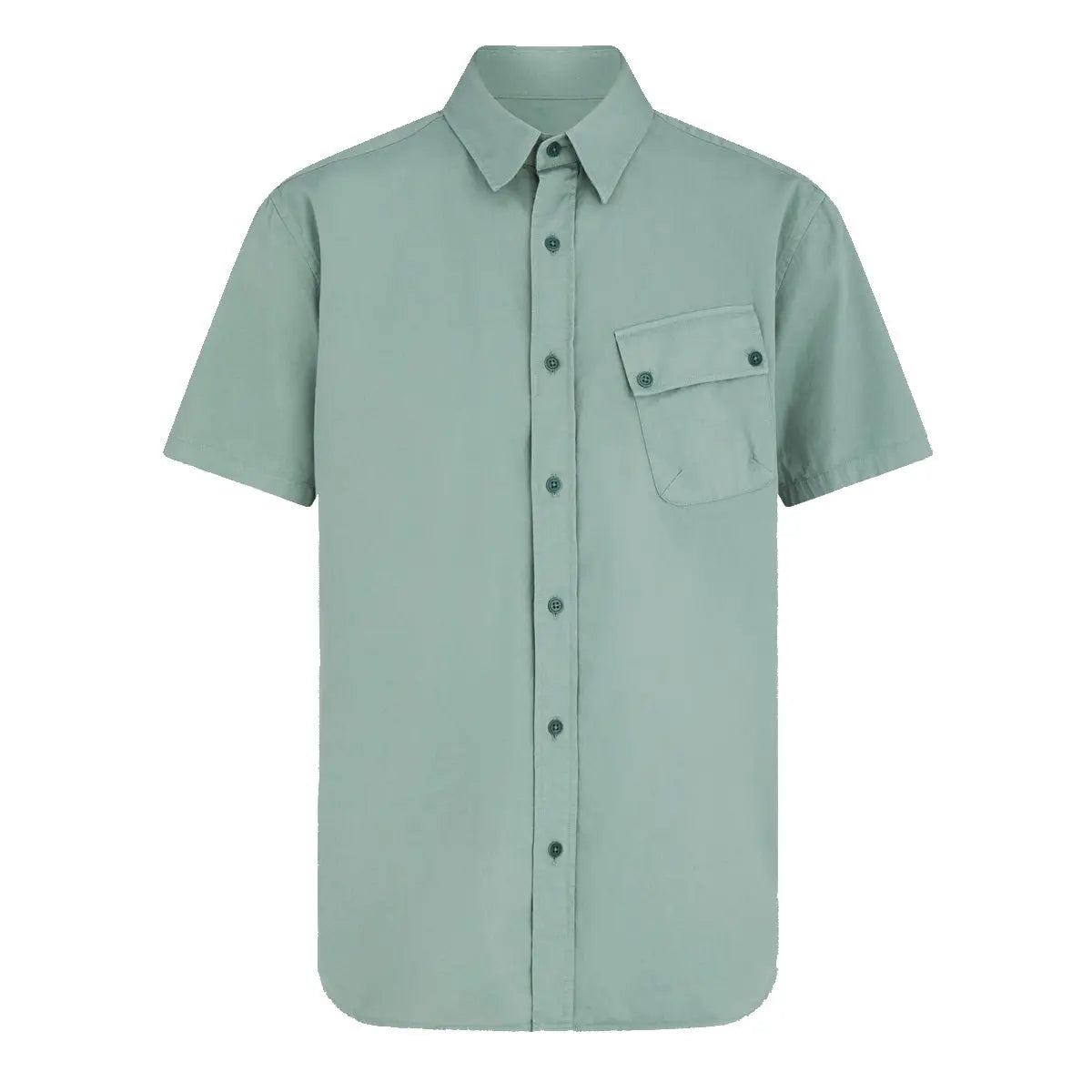 Steel Green ‘Pitch’ Cotton Twill Short Sleeved Shirt  Belstaff   