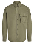 True Olive Garment Dyed Cotton Scale Shirt  Belstaff   