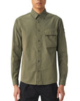 True Olive Garment Dyed Cotton Scale Shirt  Belstaff   