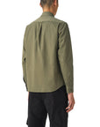 True Olive Garment Dyed Cotton Scale Shirt  Belstaff   