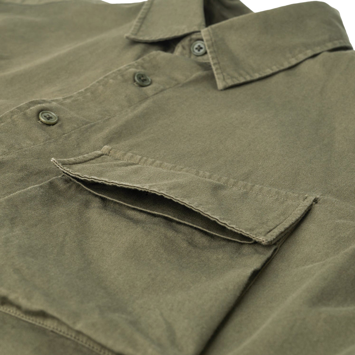 True Olive Garment Dyed Cotton Scale Shirt  Belstaff   