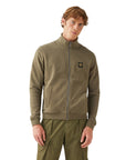 True Olive Zip-Through Cotton Sweatshirt  Belstaff   