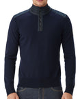 Washed Navy Wool Kilmington Quarter Zip Jumper  Belstaff   