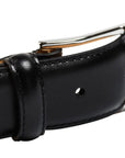 Black Calf Belt with Silver Buckle  Crockett & Jones   