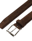 Dark Brown Suede Belt with Silver Buckle BELTS/BRACES Crockett & Jones