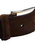 Dark Brown Suede Belt with Silver Buckle BELTS/BRACES Crockett & Jones