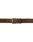 Dark Brown Suede Belt with Silver Buckle BELTS/BRACES Crockett & Jones