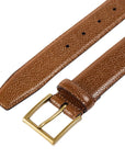 Tan Scotch Country Grain Belt with Antique Brass Buckle BELTS/BRACES Crockett & Jones