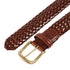 Dark Brown Woven Calf Leather Belt with Antique Brass Buckle BELTS/BRACES Crockett & Jones