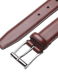 Chestnut Calf Belt with Silver Buckle BELTS/BRACES Crockett & Jones