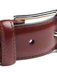 Chestnut Calf Belt with Silver Buckle BELTS/BRACES Crockett & Jones