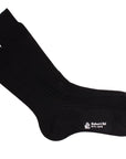 Black Ribbed Fine Cotton Socks  Robert Old   