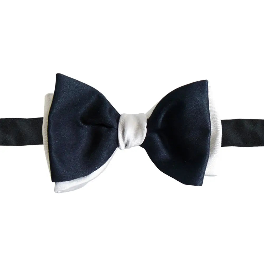 Silver & Black Two-Tone Bow Tie  Robert Old Silver - Black  