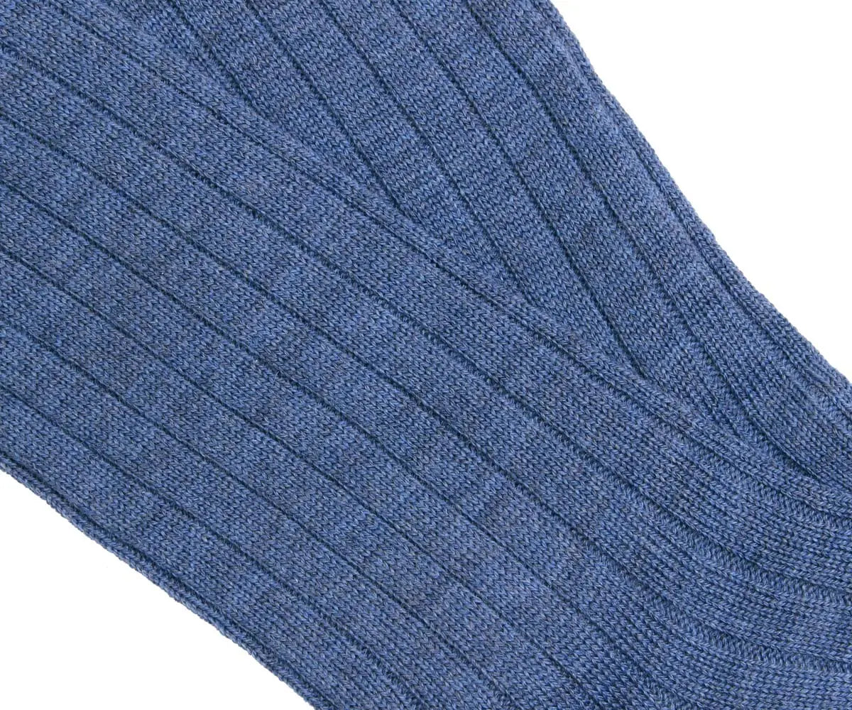 Genziana Blue Ribbed Wool Socks  Robert Old   
